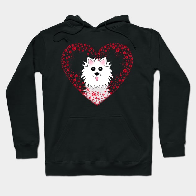 Red Paw Print heart with Dog Hoodie by Designs_by_KC